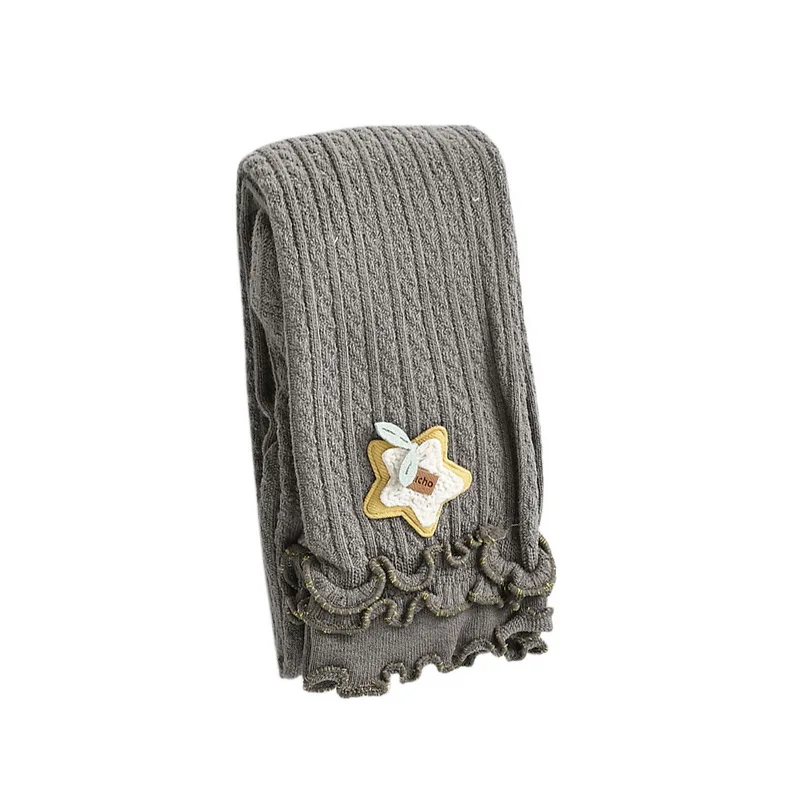 Новые милые детские штаны с цветочным узором, Детские обтягивающие штаны, удобные трикотажные хлопковые леггинсы для маленьких девочек - Цвет: deep gray