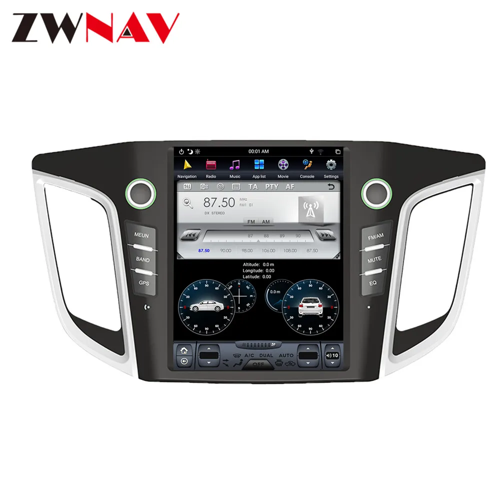 Clearance Android 8.1 4GB PX6 Tesla style Car GPS Navigation For HYUNDAI IX25/HYUNDAI CRETA Radio Tape Recorder HeadUnit Multimedia Player 4