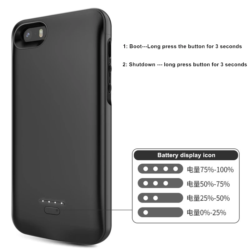 Hot 4000mAh Battery Charger Case For iPhone SE 5SE 5 5S Power Bank Charging Powerbank Case For iPhone 5 5S SE 5SE Battery Case