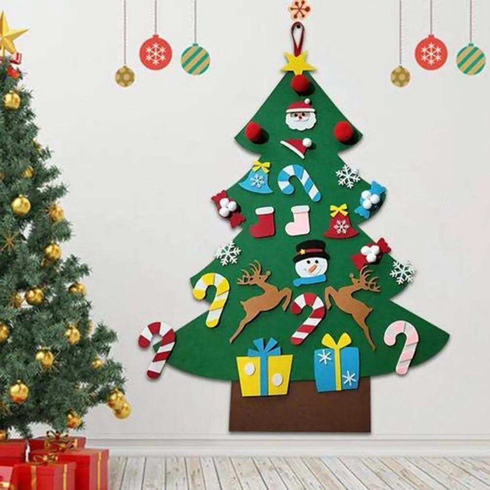 Diy Felt Christmas Tree Set 26Pcs Detachable Ornaments Kids Toddlers Xmas Gift Door Wall Hanging Decoration