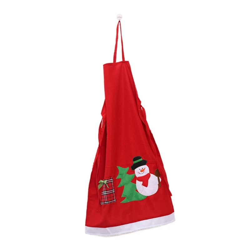 Christmas Kitchen Apron Cute Snowman Pattern Apron For Household Cooking Accessory Christmas Party Cosplay Clothes Props - Цвет: B
