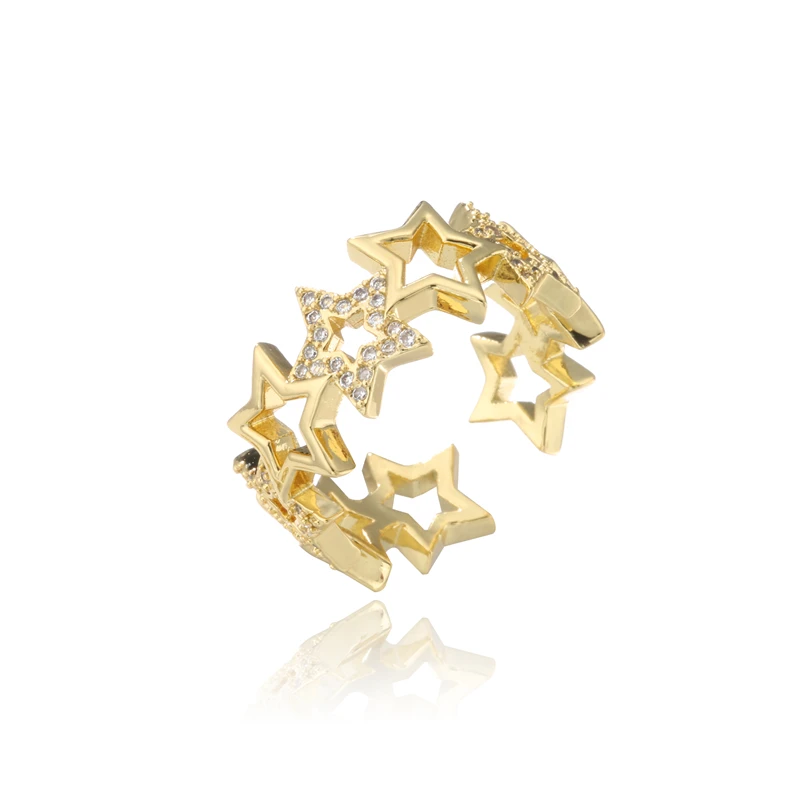 Finger Ring Gold Color Ring Gold Color Rings Hollow Design Star Charm Ring For Women