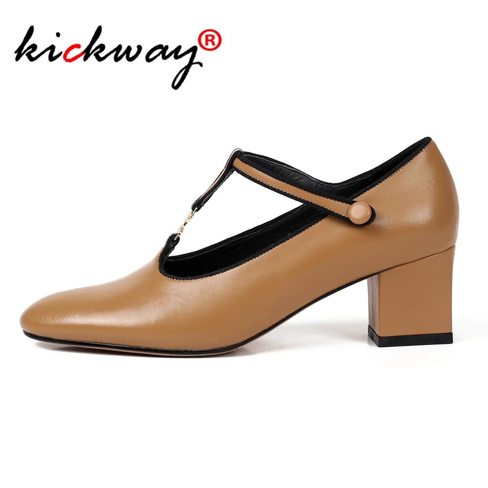 LIMITED Spring Ladies TStrap Shoes Round Toe Shallow Single Shoes Genuine Leather Women Office