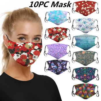 

10pc Mouth Masks For Dust Face Mask Washable Earloop Mask Mascarilla Cycling Earloop Breathable Adjustable Face Cover