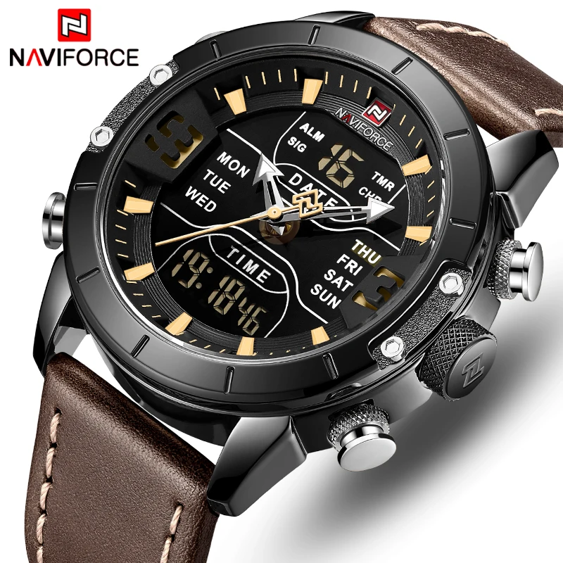 NAVIFORCE часы Мужские лучший бренд класса люкс Модные кварцевые мужские часы водонепроницаемые спортивные светодиодные цифровые наручные часы Relogio Masculino