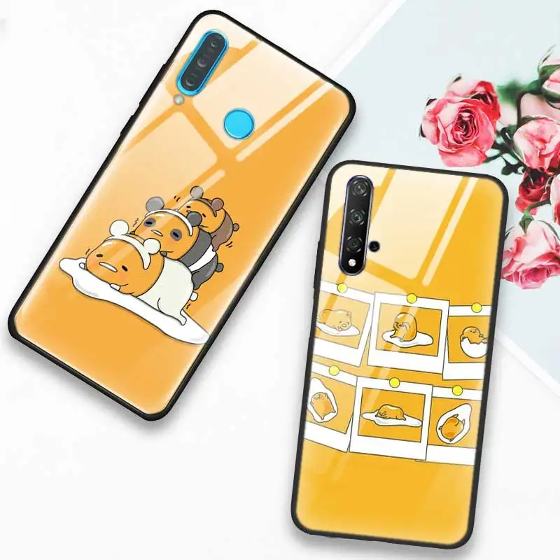 Чехол из закаленного стекла для телефона, чехол для huawei P10 P20 P30 Lite Pro mate 10 20 Lite Pro с мягким краем Gudetama Lazy Egg