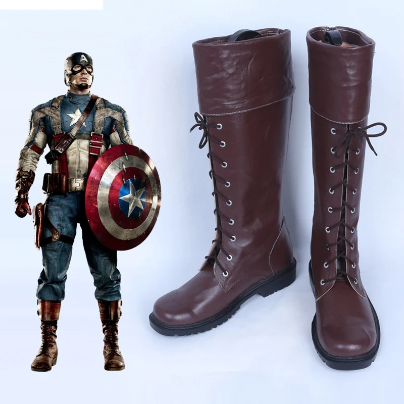 CostumeBuy Капитан Америка Косплей Капитан Америка костюм Steve Rogers обувь солдат загрузки реквизит изготовленный на заказ костюм для Хэллоуина