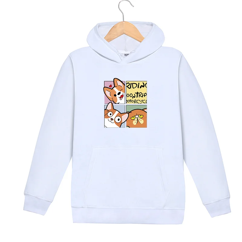 

Autumn Winter Women Hoodies Fleece Warm Long Sleeve Cute Cartoon Cat Print Tops Hooded Sweatshirts Pocket Sport Casual Pullover