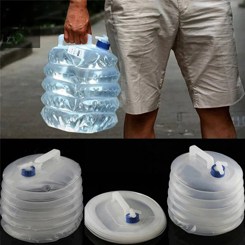 5L 10L 15L Foldable Water Carrier Container Portable Outdoor Water Bucket Collapsible With Tap Camping Pump Bottle