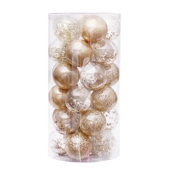 

30pcs Clear Party Decoration Tree Hanging Polystyrene Shopping Mall Bauble Christmas Ball Ornament Shatterproof Gift 6cm Stuffed