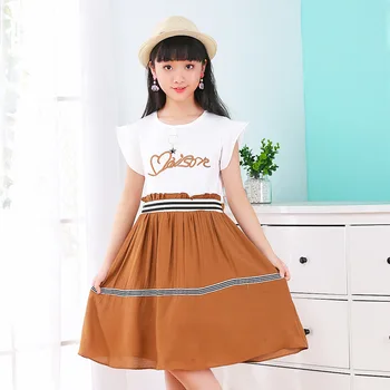 

2020 summer childrens wear cotton girl dress embroidered chiffon middle and large princess kids dresses for todlerclothing baby