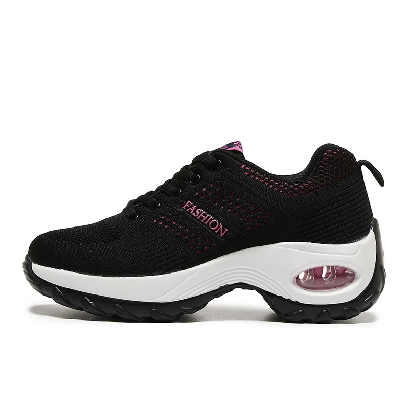 Black Purple Обувь для бега; женская спортивная обувь; износостойкая обувь на шнуровке; нескользящая Спортивная Уличная обувь; Zapatos De Mujer; женские кроссовки; обувь для увеличения роста - Цвет: Black Purple