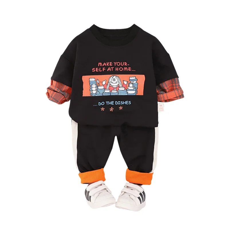 

New Children Clothes Spring Autumn Kids Boys Girl Letter T Shirt Pants 2Pcs/sets Baby Toddler Clothing Infant Cartoon Sportswear