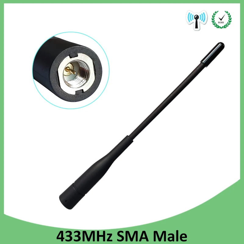 GRANDWISDOM 10pcs 433mhz antenna 2-3dbi sma male lora antene pbx iot module lorawan signal receiver antena high gain 433mhz antenna 2 5dbi sma male connector 433 iot antena lora lorawan elbow 433m antenne lorawan 21cm rp sma u fl pigtail cable