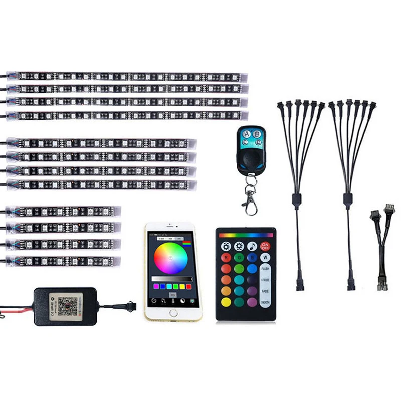 

12Pcs Motorcycle 1 Drag 12 Multi-Color Light Bar Rgb Voice Bluetooth APP Control Music Led Atmosphere Light for Motorcycle Atv