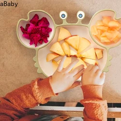 Baby Dishes Silicone Suction Plate Cute Crab Children Feeding Plate Non-Slip Baby Food Feeding Bowl For Children
