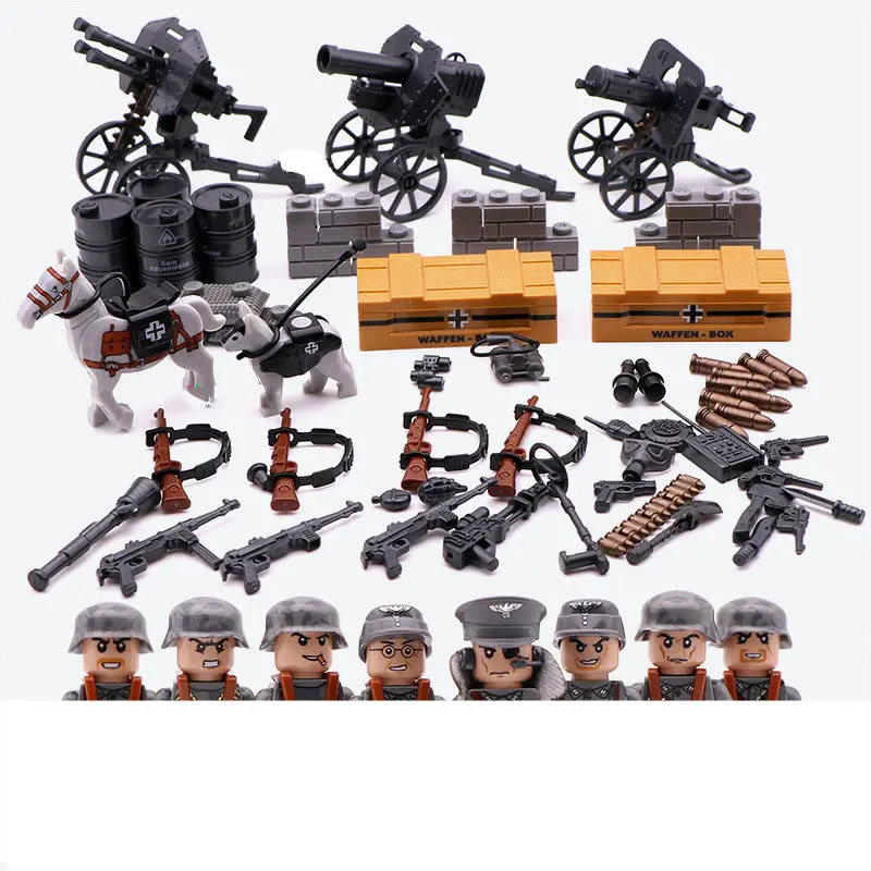 Building Blocks Toys Action Figure Accessories Plastic Military Figures WW2 Soldiers War Minifigures Blocks Toys Weapons Accessories Action Figure Toys Figurine Bricks US Kids Gift