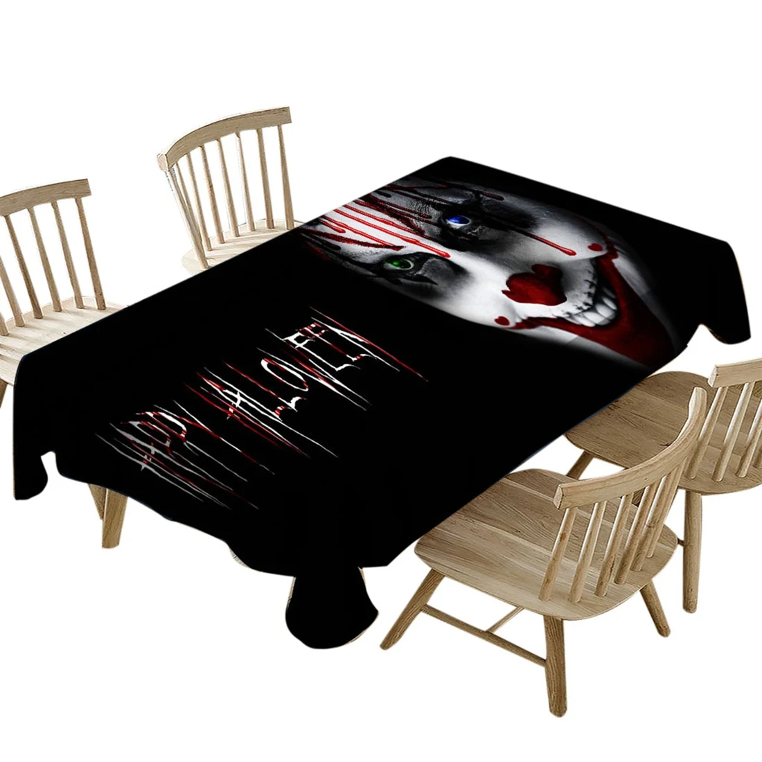 1 Halloween Tablecloth Polyester Tablecloth Skull Table Cover Mildew-proof Tablecloth Waterproof Table Cover for Halloween Party - Color: 1