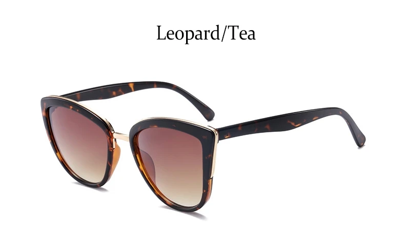 Leopard Tea RBRARE, кошачьи зеркальные солнцезащитные очки, женские, фирменный дизайн, Cateye, металлическая оправа, для девушек, солнцезащитные очки, коричневые, женская мода, большая оправа, градиент - Цвет линз: Leopard Tea