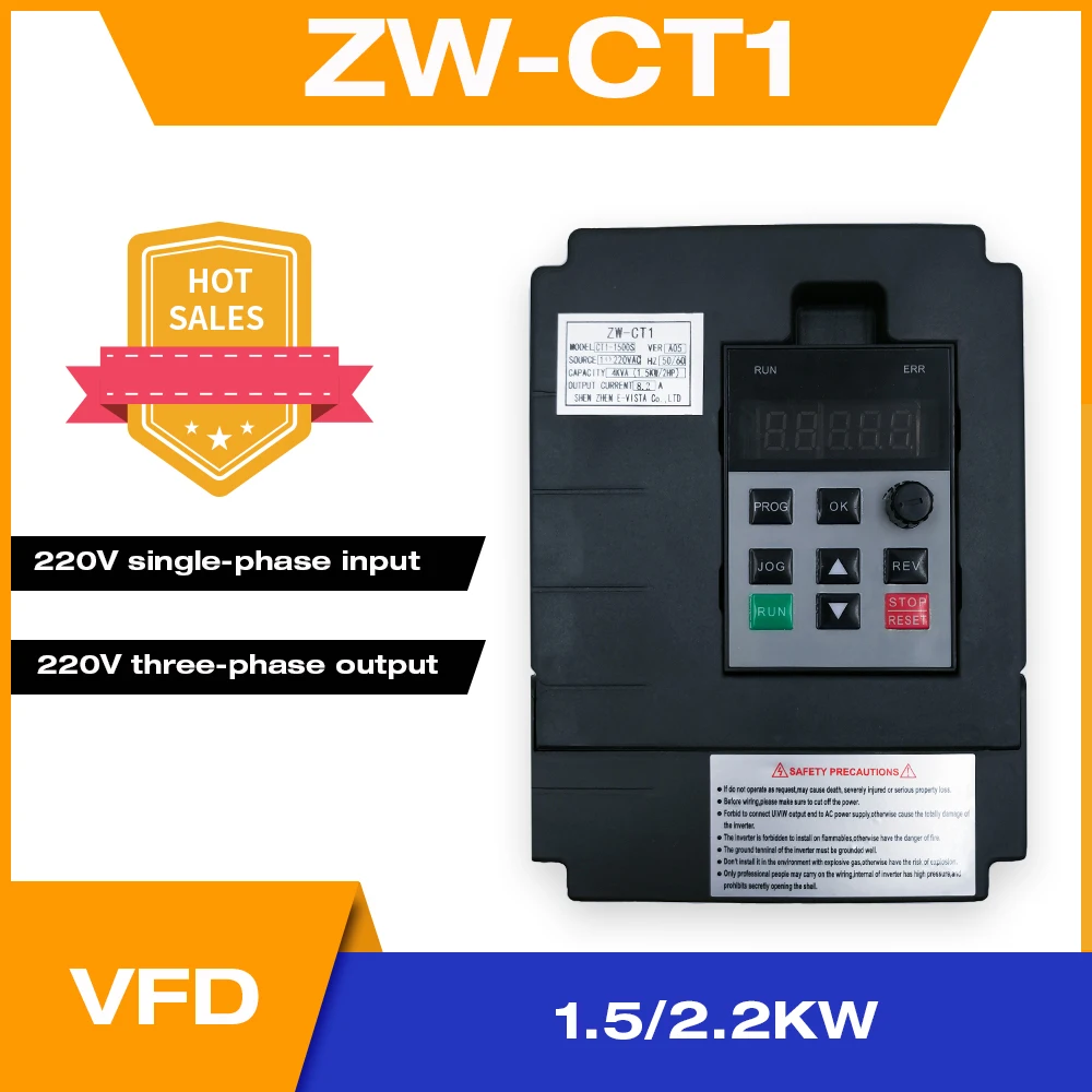 220VAC VFD Monophasé 0,75 kW Contrôleur de vitesse AC Variateur de fréquence Variateur de fréquence 