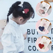 Южная Корея Марля Лук Детские заколки набор хипстер принцесса Hairband цветные любящее сердце девушки аксессуары для волос