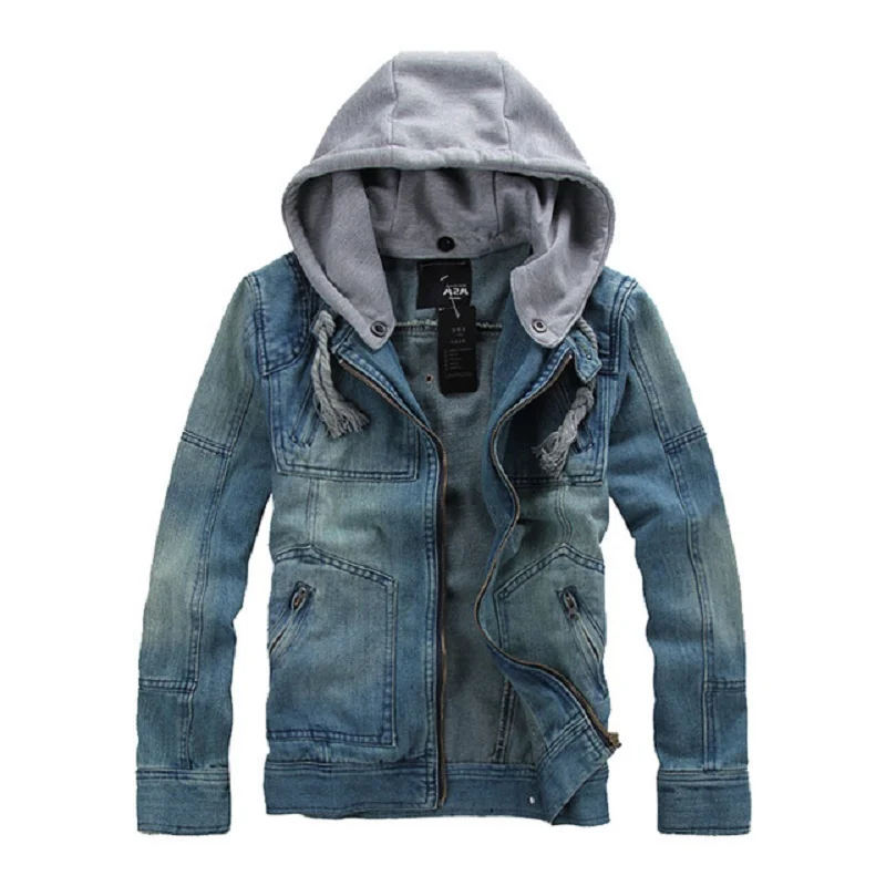 

2020 Denim Jacket Men Hooded Sportswear Outdoors Casual Fashion Jeans Jackets Hoodies Cowboy Mans Jacket and Coat