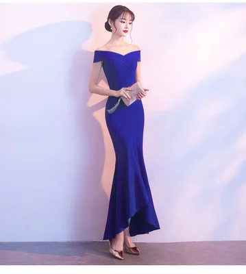 royal blue Пикантные Для женщин Тонкий Кружева банкетные русалка вечерние платье элегантное платье в пол Длина красивые фатиновые платья-пачки; Robe De Soiree Abendkleider п 3XL - Цвет: royal blue