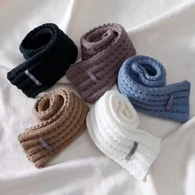 FB детский шарф, шарфы для детей, для мальчиков и девочек, однотонный мягкий утолщенный зимний теплый шарф, Хлопковый вязаный шарф