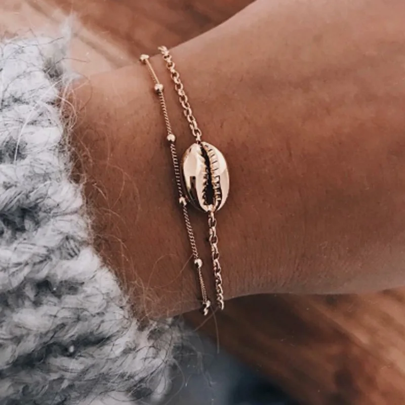 

PICKYZ Bohemian Multilayer Boho Seashells Bracelets Women Natural Shells Jewelry Double Bracelet for Women Gift Charm Bracelets