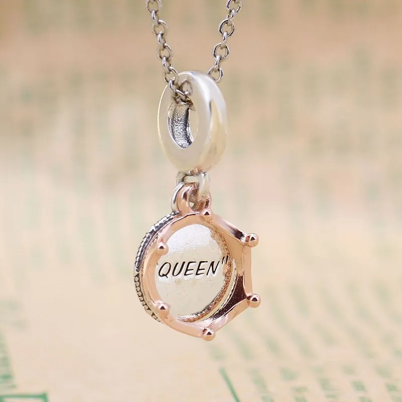 

Original 925 Sterling Silver Charm Rose Gold Queen And Crown Pendant Fit Pandora Women Bracelet & Necklace Diy Jewelry