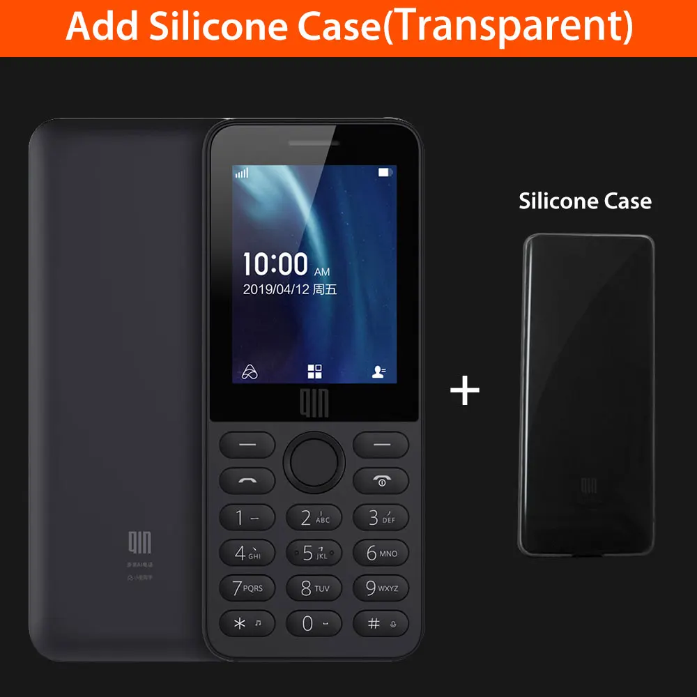 Add Silicone Case Xiaomi QIN QF9 4G сеть Wi-Fi 1820mAH BT 4,2 инфракрасный пульт дистанционного управления Две sim-карты функция телефона - Цвет: Add Silicone Case