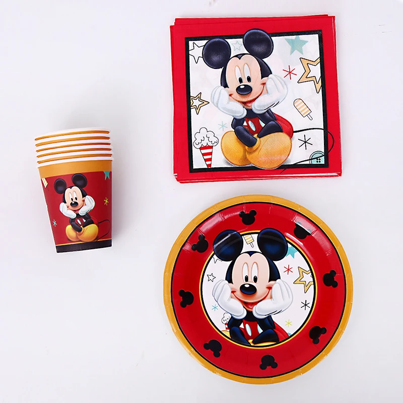 

22pcs Mickey Mouse Package for 6 People Party Supplies Disposable Party Cups Kids Birthday Party Tableware Party Decoration
