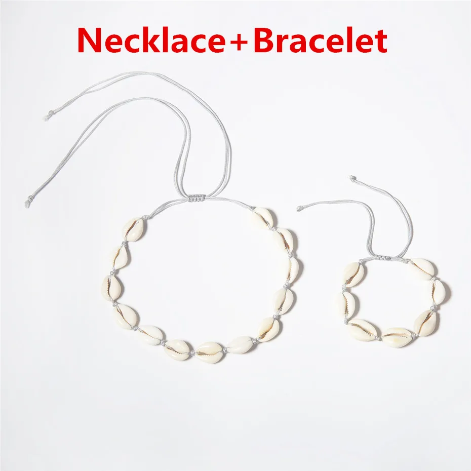 Gray Hawaii Puka Sea Shell Choker Necklace NE+BA Collar Ocean Beach Boho Vsco Rainbow Rope Chain White Chips Bracelet Anklet Women - Окраска металла: Gray