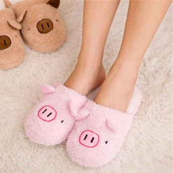 

New Lovely Women Flip Flop Cute Pig Shape Home Floor Soft Stripe Slippers Female Shoes Girls Winter Spring Warm Shoes