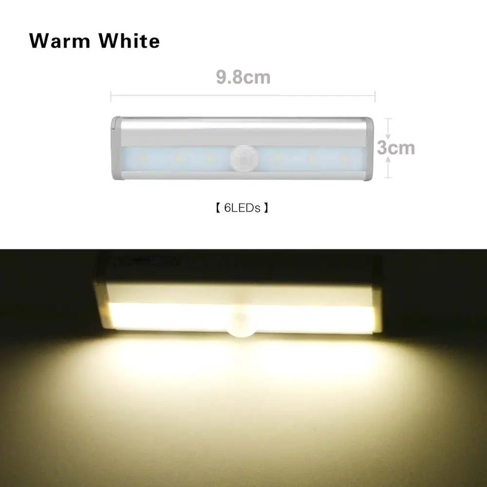 98mm Warm White Светодиодный светильник с датчиком движения PIR для макияжа, шлем для сварки - Испускаемый цвет: 98mm Warm White
