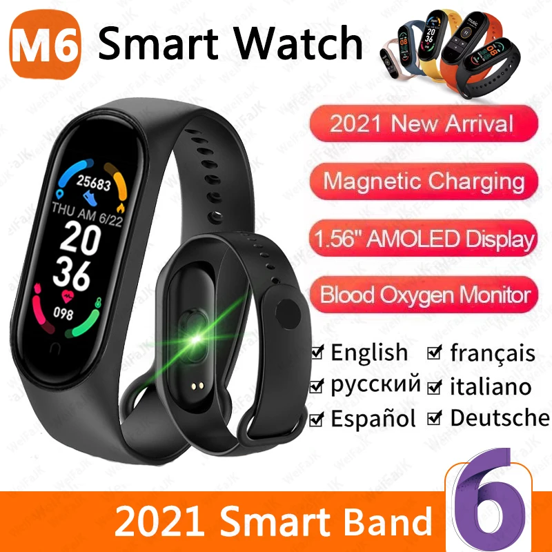 Оригинальные Смарт-часы Xiaomi 2021 M6 Band для мужчин и женщин умные часы пульсометр