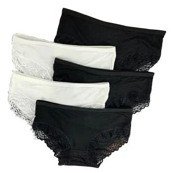 

5 Pcs Women Panties Modal Underwear Comfort Underpants Sexy Lace Briefs For Woman Girl Soft Low-Rise Pantys Lingerie L XL XXL