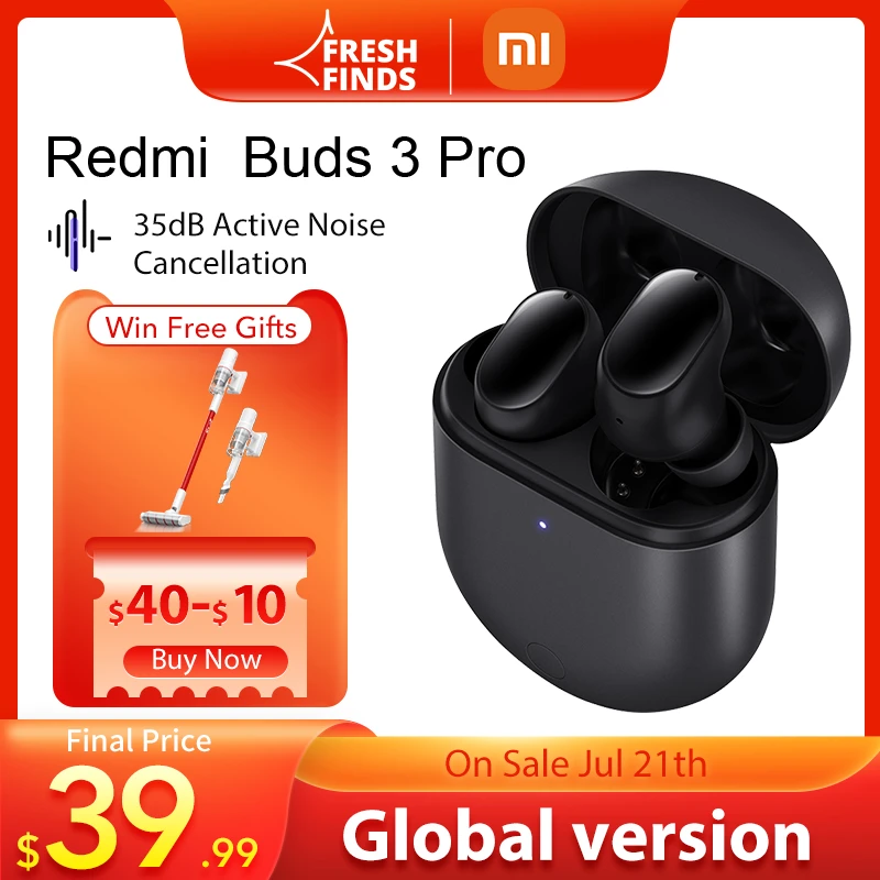 Słuchawki Xiaomi Redmi Buds 3 Pro za $45.50 / ~178zł Światowa premiera Xiaomi Redmi Buds 3 Pro TWS słuchawki Bluetooth słuchawki bezprzewodowe 35dB ANC podwójne urządzenie Redmi Airdots 3 Pro
