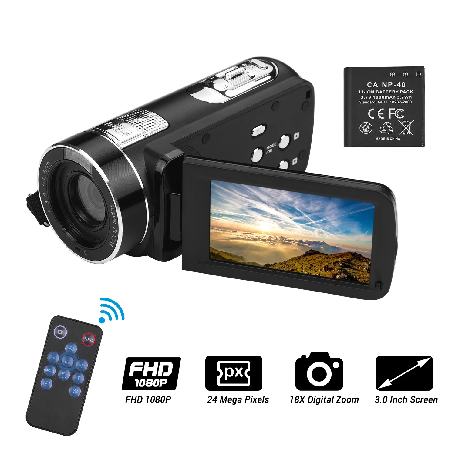 Fulll HD 1080P 24MP видеокамера Vlog Антивибрационная инфракрасная Ночная Цифровая видеокамера 3,0 дюймов ЖК-дисплей профессиональный