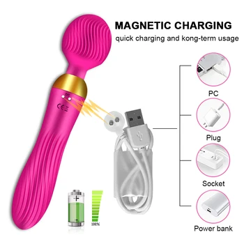 18 Speeds Powerful AV Magic Wand Vibrator Sex Toys for Women G Spot Clitoris Stimulator Dildo Dual Motors Toys for Muscle Adults 2
