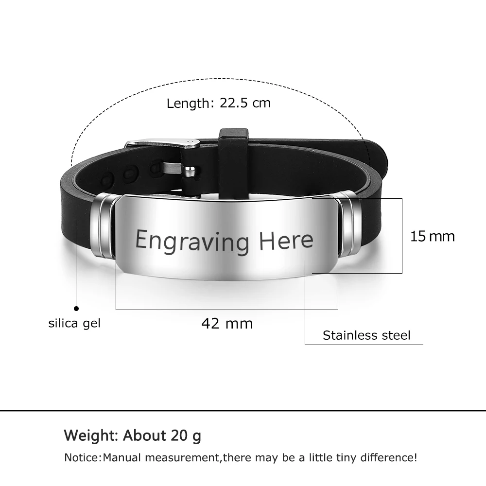 Персонализированные мужские ювелирные изделия Заказная заготовка для подвески с гравировкой имени ID браслеты из нержавеющей стали Браслеты& Браслеты для мужчин женщин(JewelOra BA102325