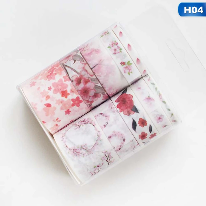 H04 10 шт./компл. Kawaii набор для скрапбукинга лента Washi цветок Бумага изоляционная лента клейкая лента для поделок Стикеры канцелярских принадлежностей - Цвет: H04