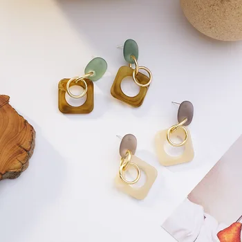 

Korean-style Earrings Female Elegant New Style Simple Style Geometry Acrylic Earrings 925 Silver Cool Sense of Design