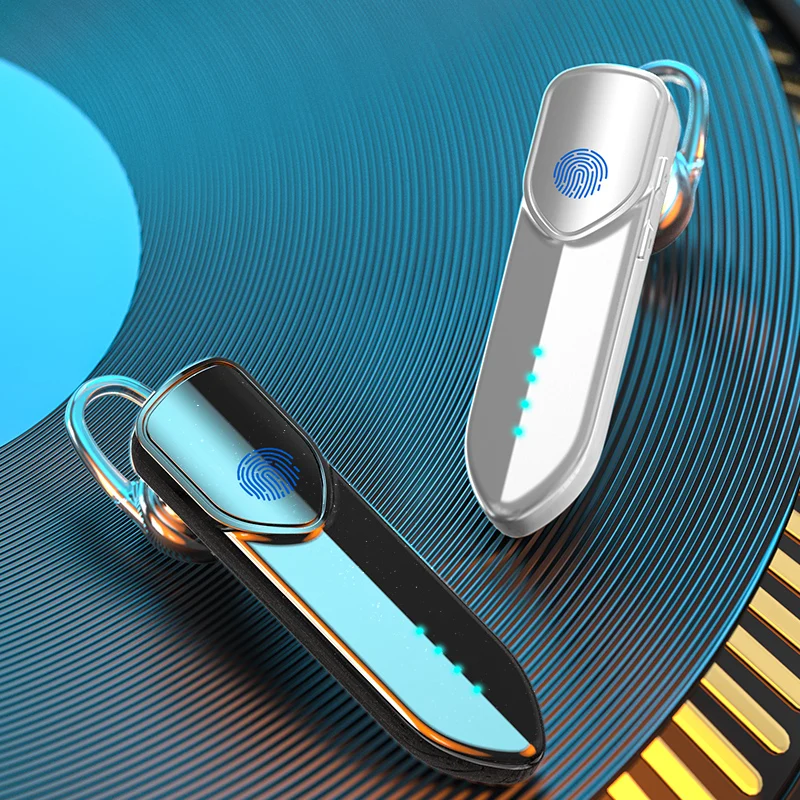 Business Bluetooth Headphone Wireless Handsfree Headset Fingerprint Touch BT V5 0 Earphones with Mic LED Power Display