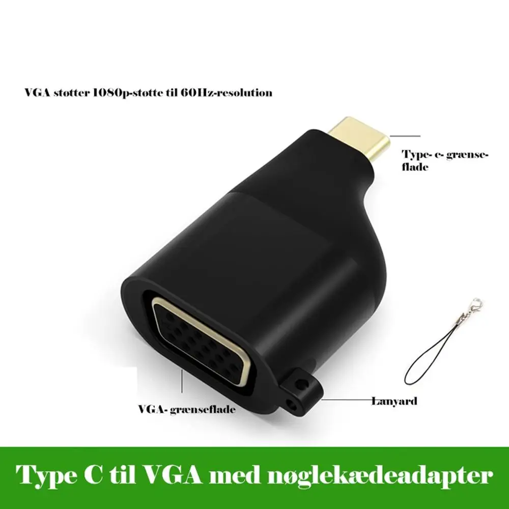 Тип C к VGA 4K 60Hz адаптер Usb C к Vga конвертер мужчин и женщин с брелок стиль черный