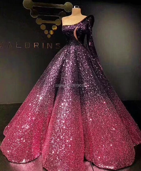 

Brilliant One Shoulder Ball Gown Evening Dress Sequins Prom Dress Floor-Length Formal Dress Robe De Soiree Aibye Middle East