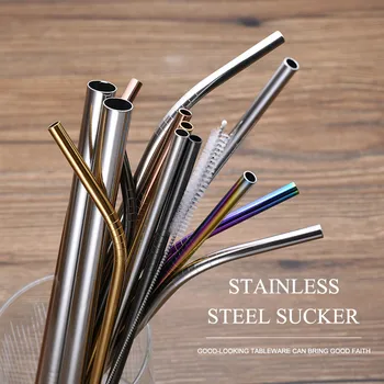 

Cleaning Brush Bar Party Accessory Reusable Metal Stainless Steel Straws Drinking Straws, 6mm Diameter For Mugs 20/30oz