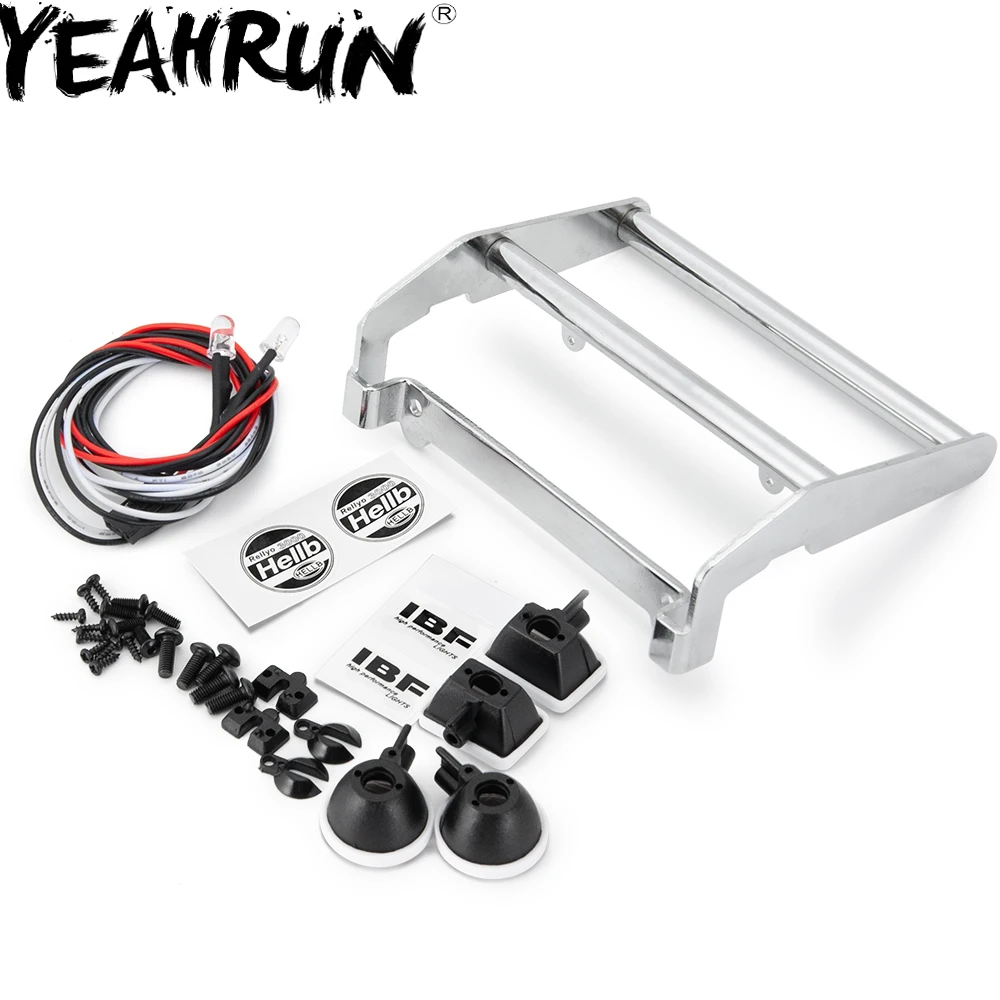 

YEAHRUN Stainless Steel Front Bumper with LED Light Anti Collision Bumper for 1/10 Remote Control Crawler for Ford TRX4 Bronco