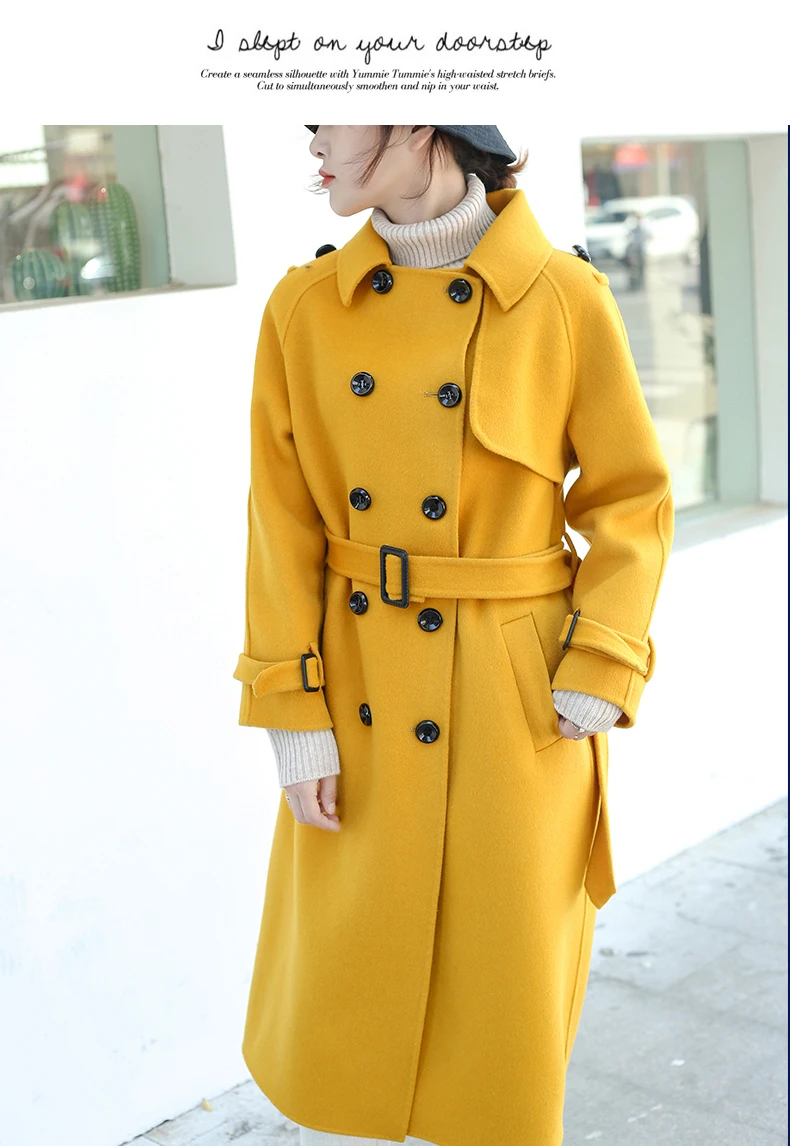 ALKMENE winter new double-faced cashmere coat women's long coat double-breasted woolen coat female cashmere coat