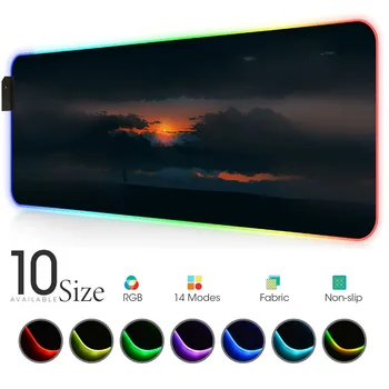 

Sunset RGB Mouse Pad Black Sky Gamer Accessories LED MousePad Large keyboard pad Gaming PC Desk Play Mat with Backlit Mause Pad
